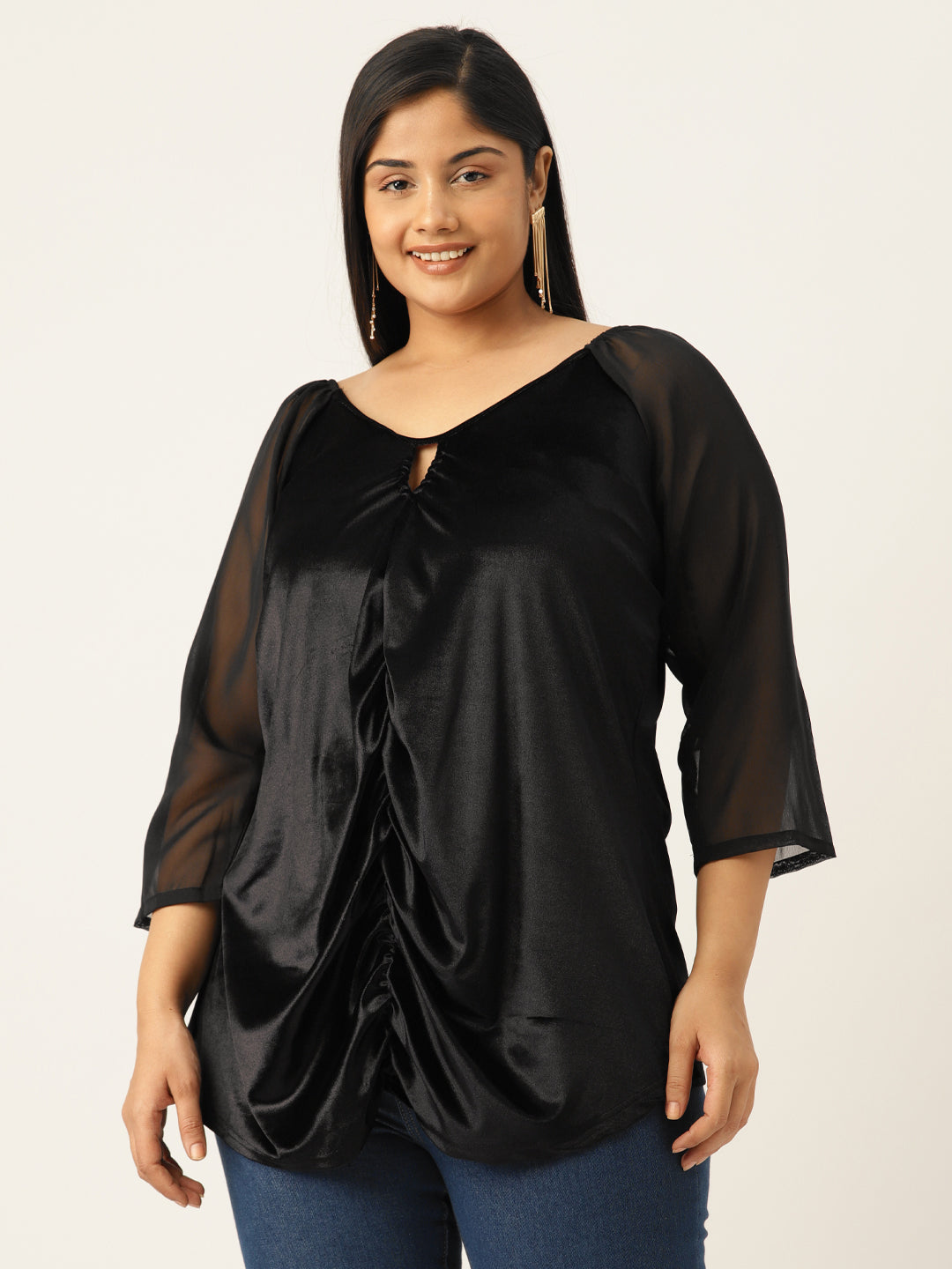Plus Size Velvet Party Wear Top