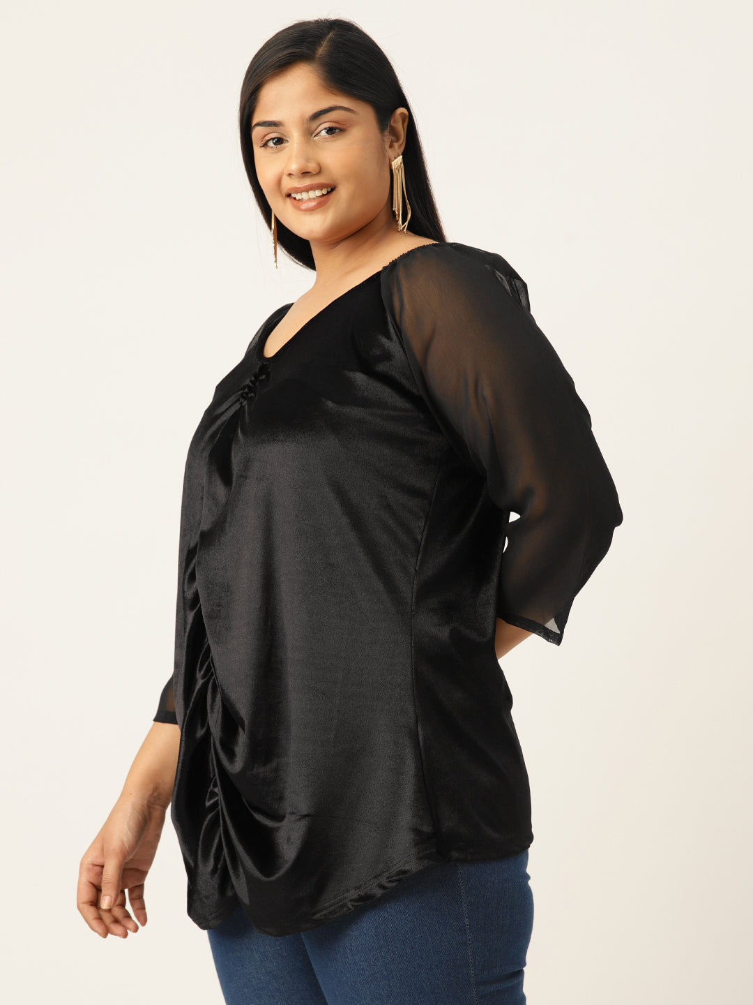 Plus Size Velvet Party Wear Top