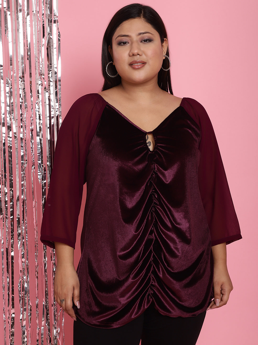Plus Size Velvet Party Wear Top