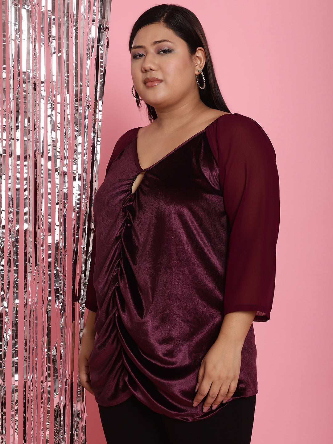 Plus Size Velvet Party Wear Top