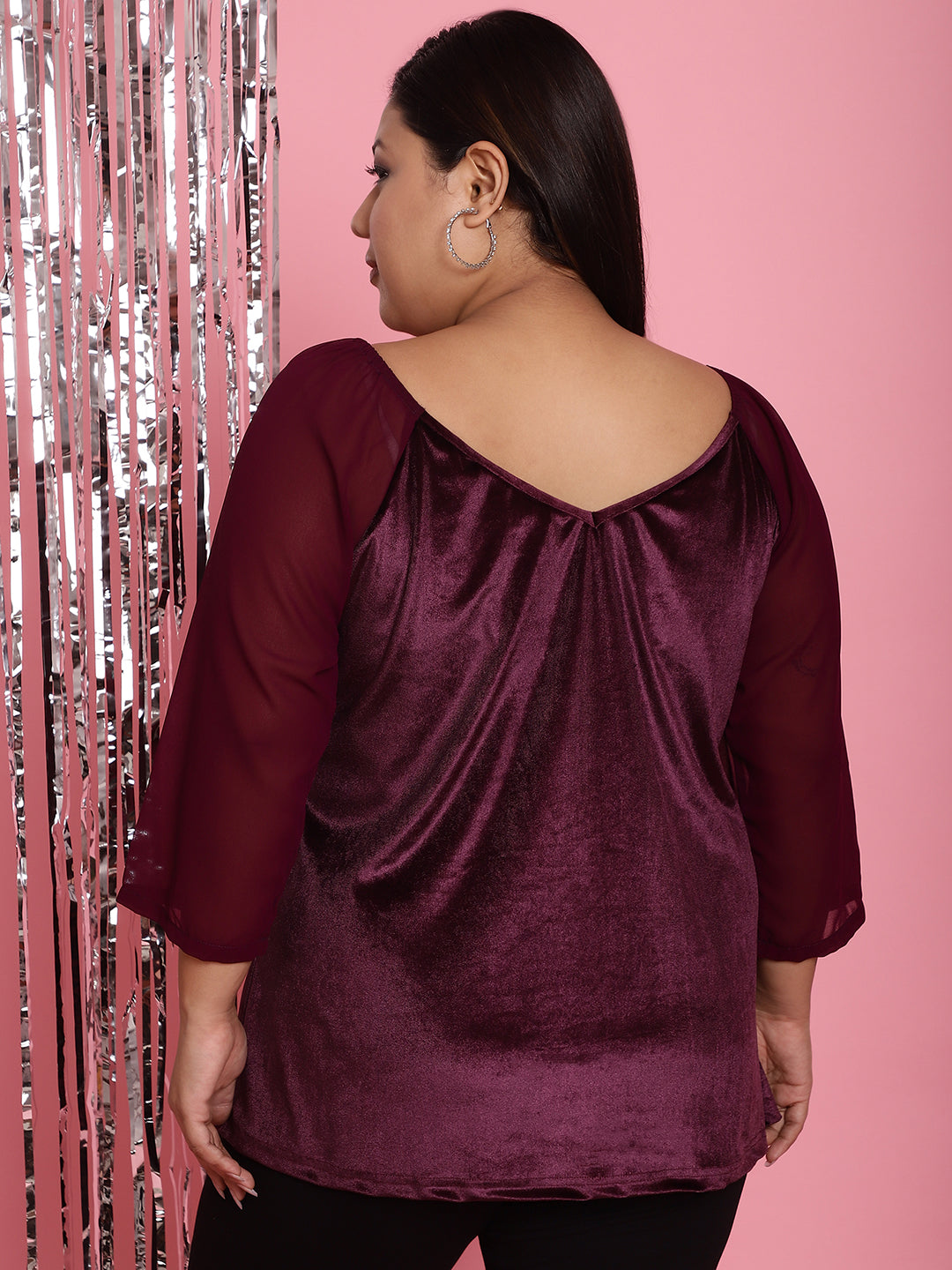 Plus Size Velvet Party Wear Top