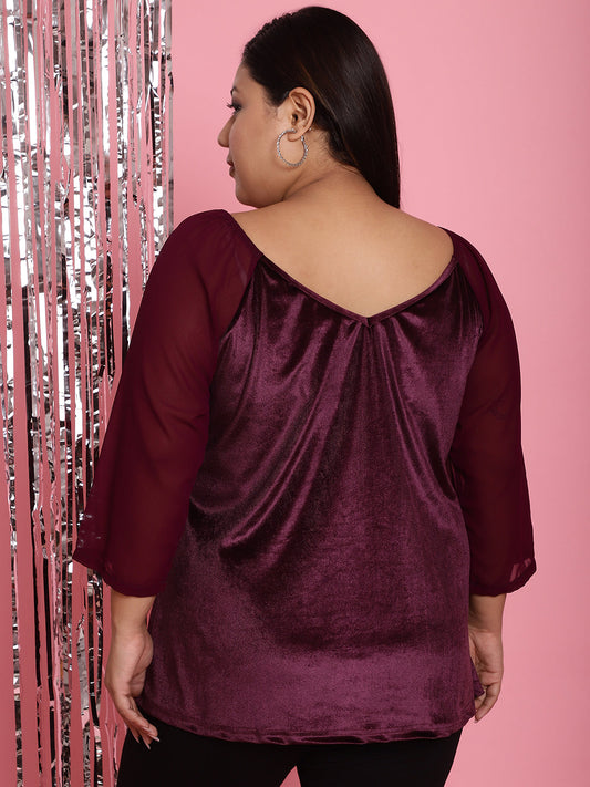 Plus Size Velvet Party Wear Top
