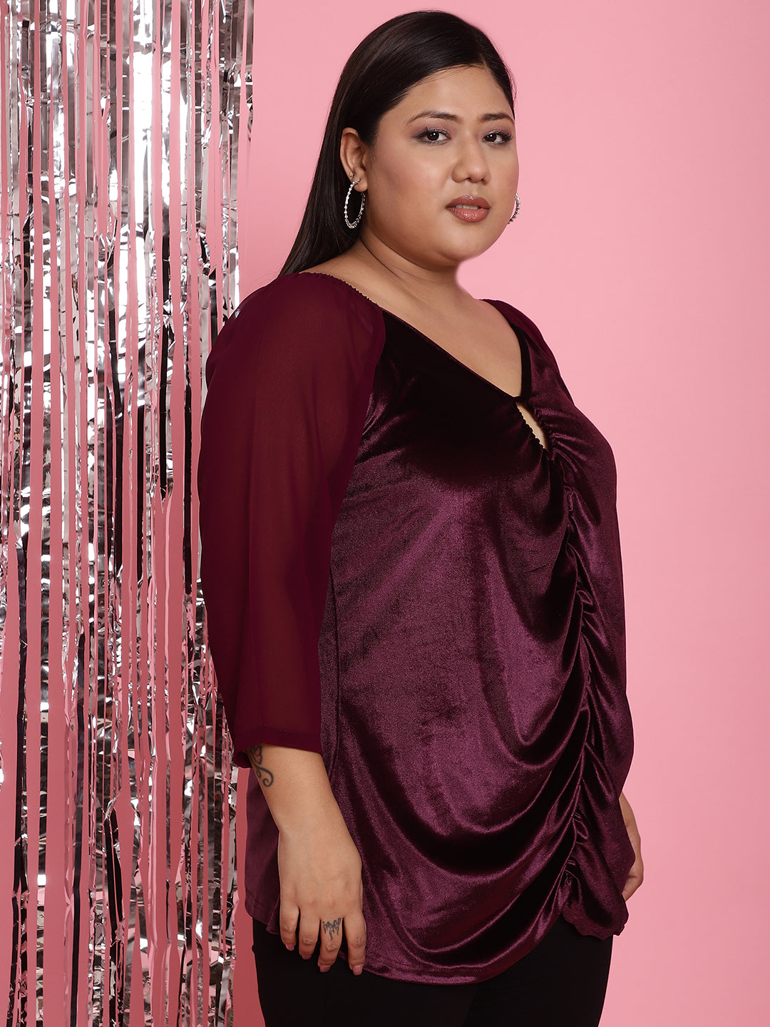 Plus Size Velvet Party Wear Top