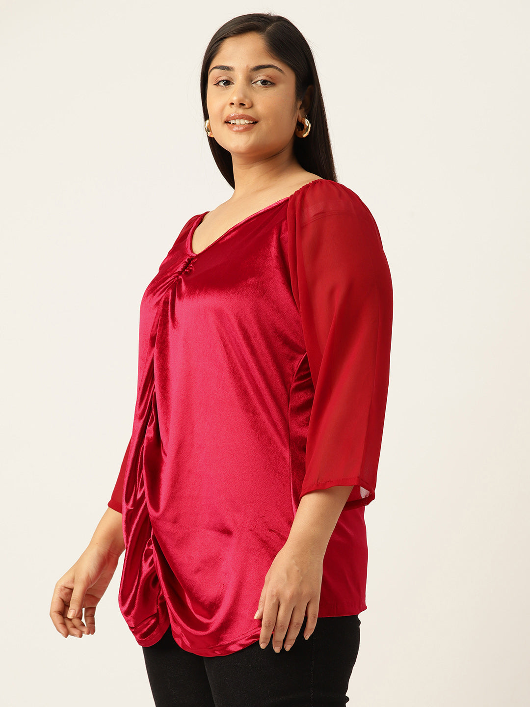 Plus Size Velvet Party Wear Top