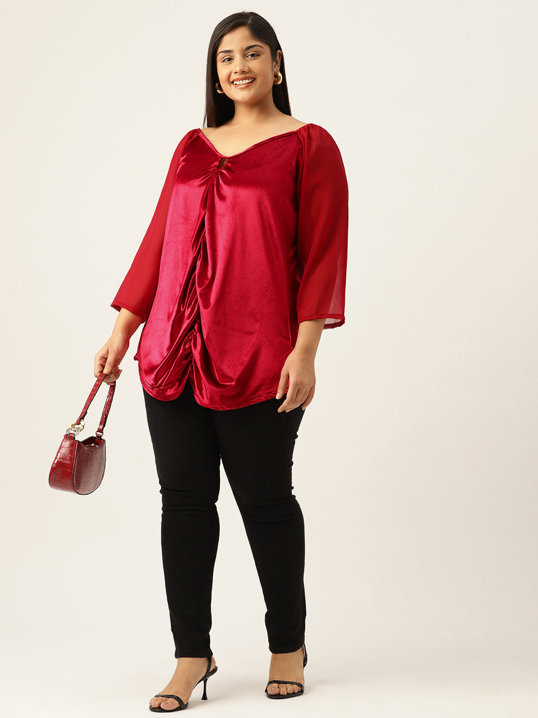 Plus Size Velvet Party Wear Top