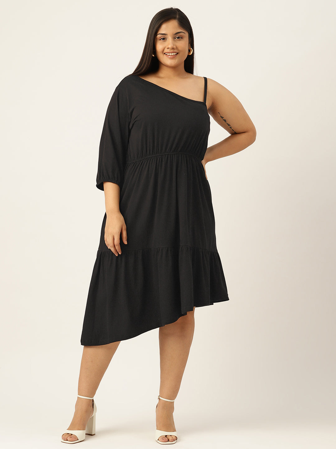Plus Size One Shoulder Dress