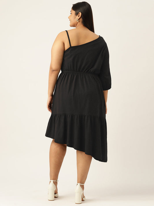 Plus Size One Shoulder Dress