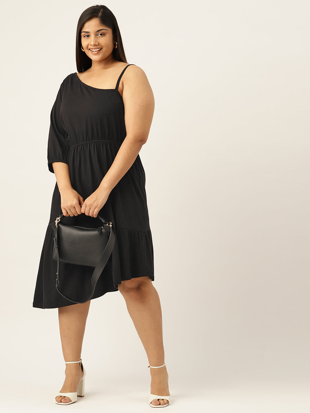 Plus Size One Shoulder Dress