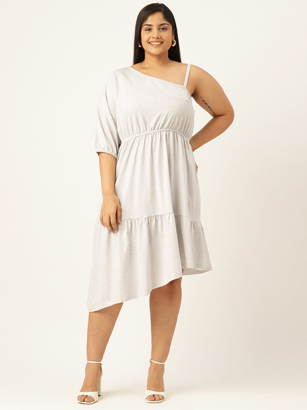 Plus Size One Shoulder Dress
