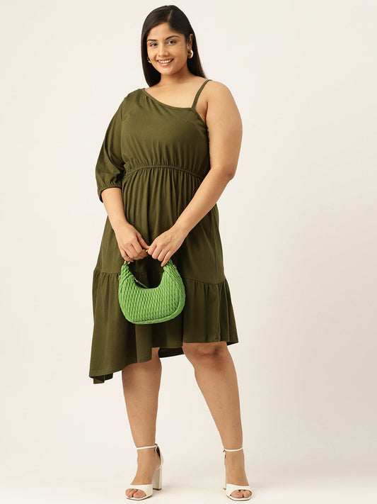 Plus Size One Shoulder Dress