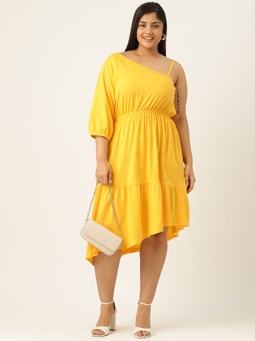 Plus Size One Shoulder Dress