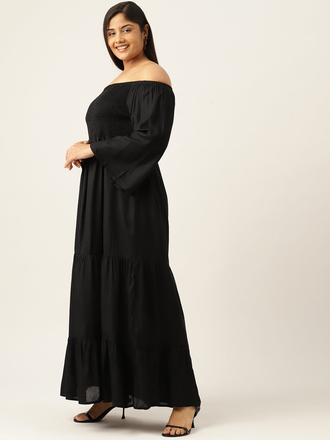 Plus Size Off-shoulder A-Line Maxi Dress