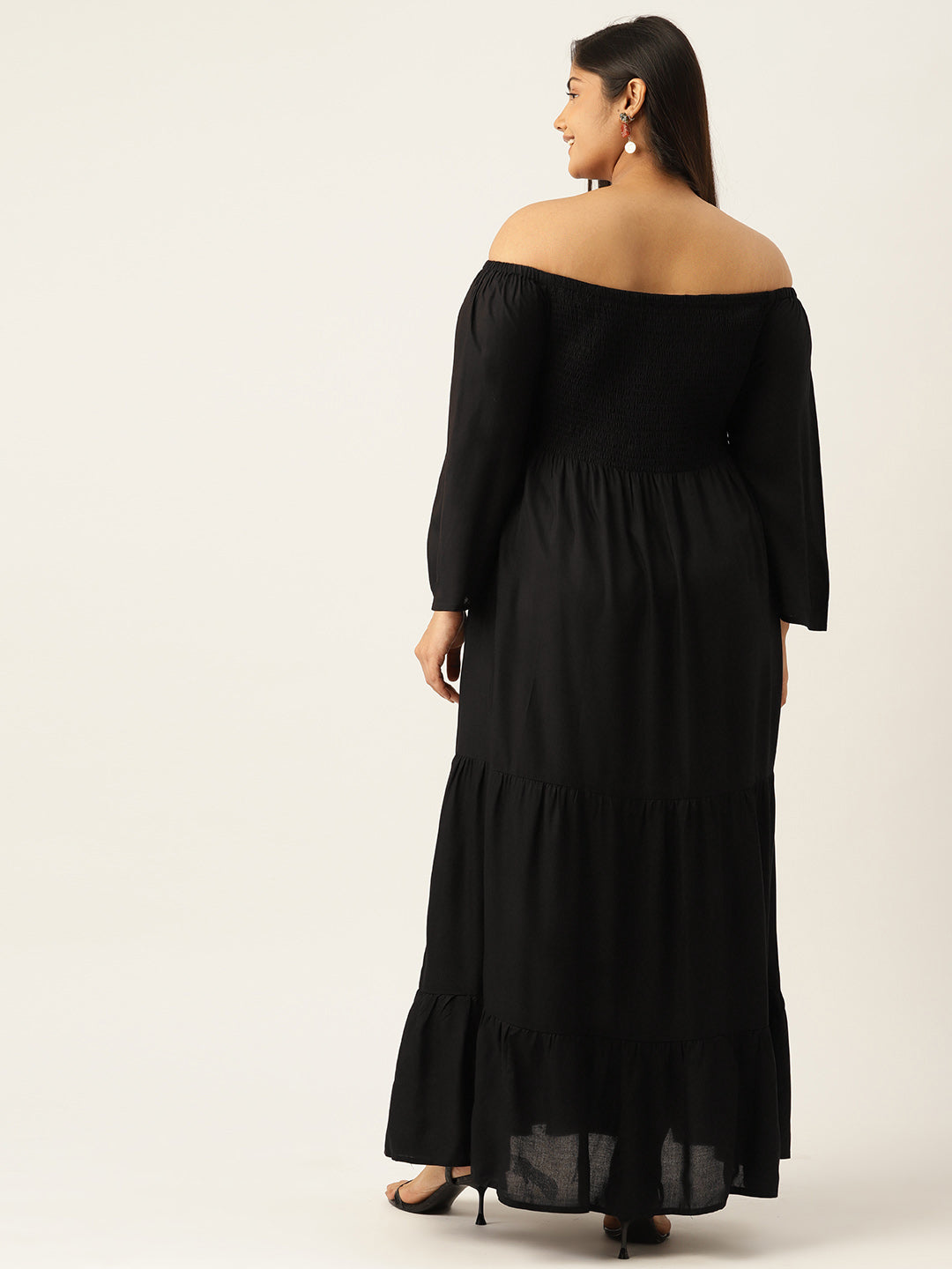 Plus Size Off-shoulder A-Line Maxi Dress