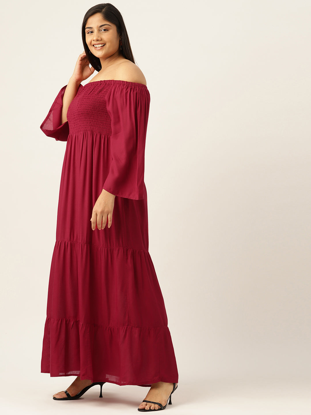 Plus Size Off-shoulder A-Line Maxi Dress