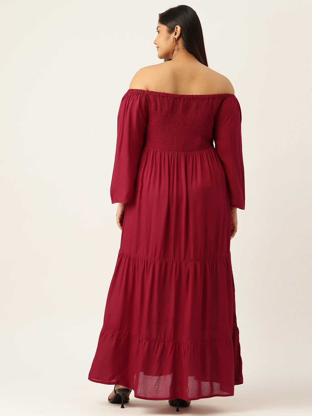 Plus Size Off-shoulder A-Line Maxi Dress