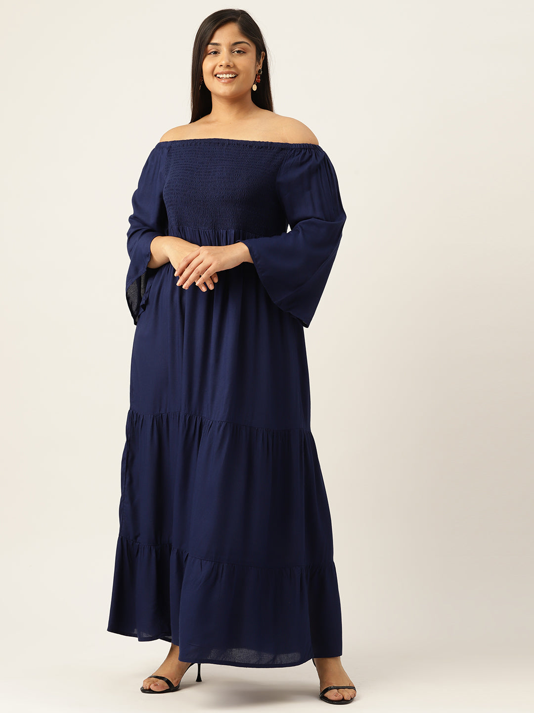Plus Size Off-shoulder A-Line Maxi Dress