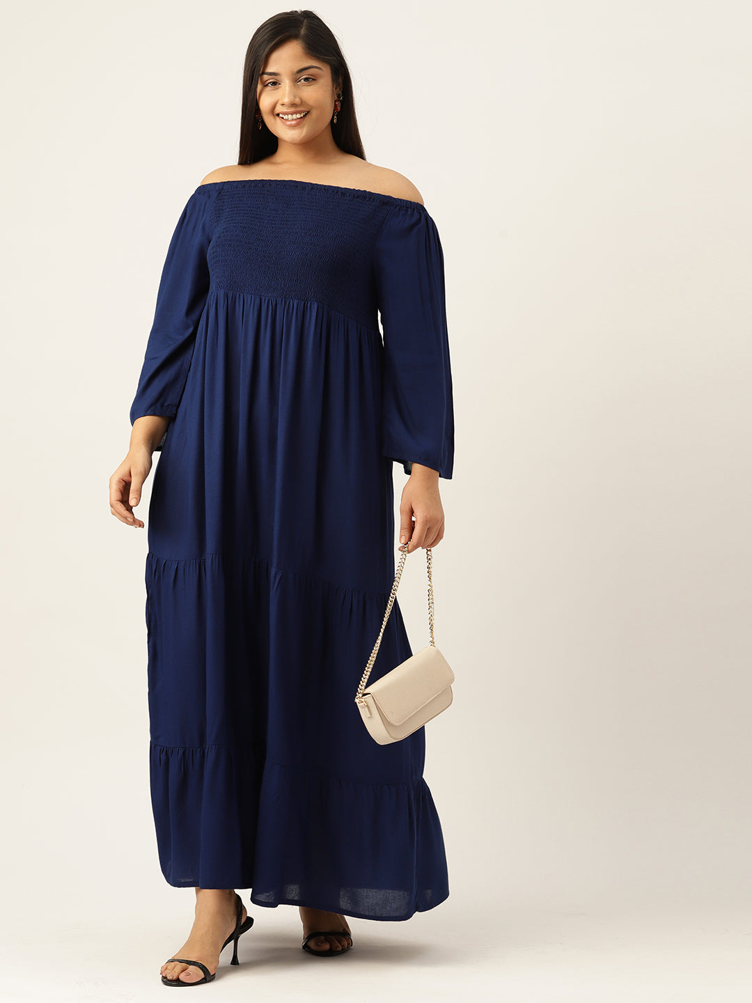 Plus Size Off-shoulder A-Line Maxi Dress