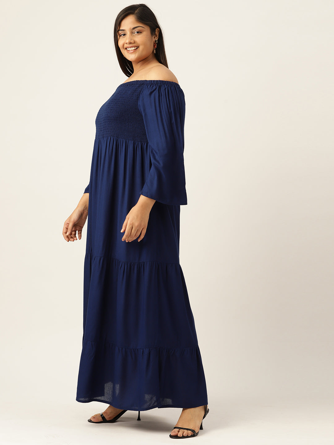 Plus Size Off-shoulder A-Line Maxi Dress
