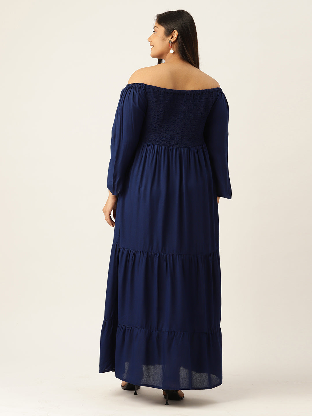 Plus Size Off-shoulder A-Line Maxi Dress