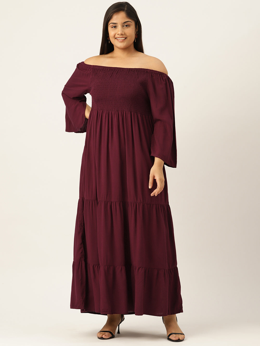 Plus Size Off-shoulder A-Line Maxi Dress