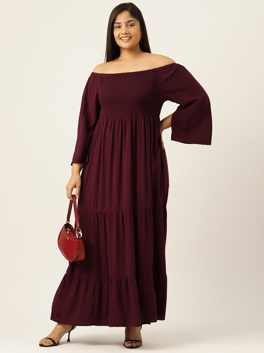 Plus Size Off-shoulder A-Line Maxi Dress