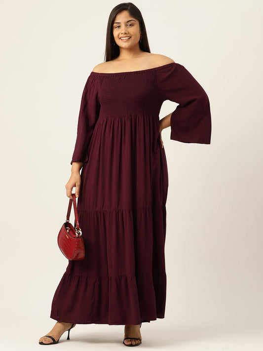 Plus Size Off-shoulder A-Line Maxi Dress