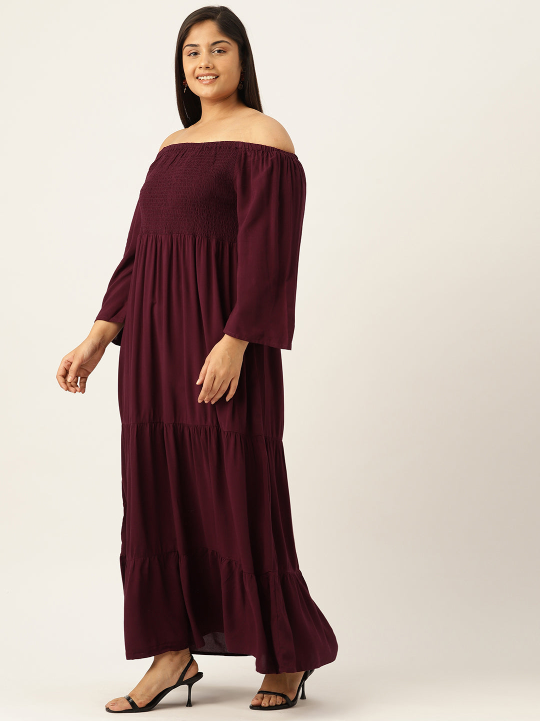 Plus Size Off-shoulder A-Line Maxi Dress