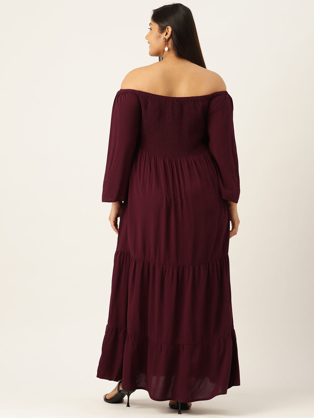 Plus Size Off-shoulder A-Line Maxi Dress