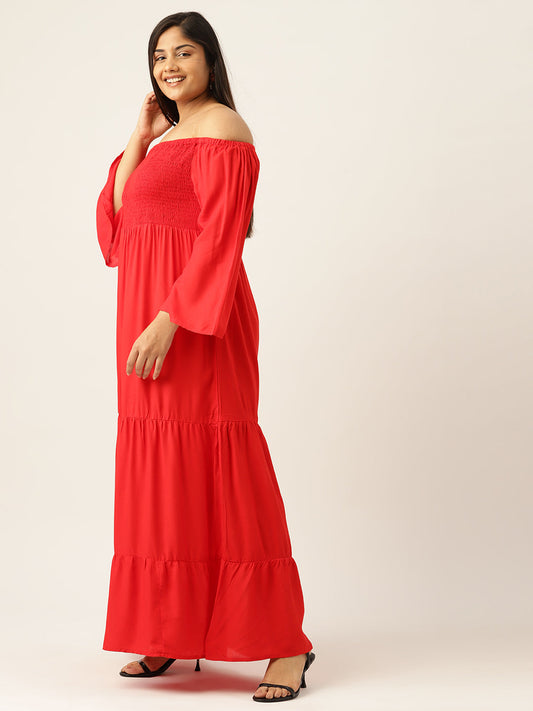 Plus Size Off-shoulder A-Line Maxi Dress