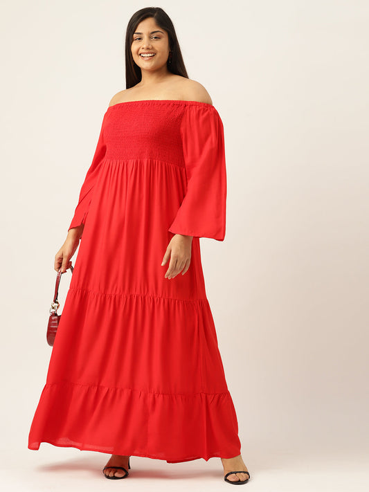 Plus Size Off-shoulder A-Line Maxi Dress