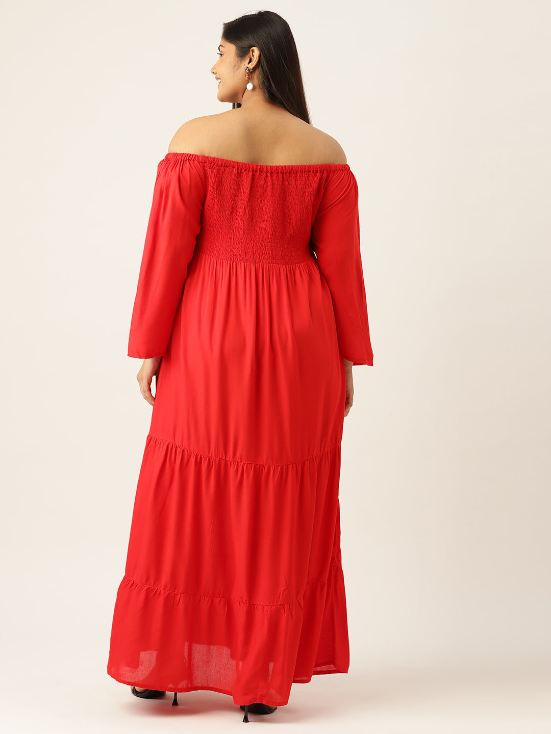 Plus Size Off-shoulder A-Line Maxi Dress