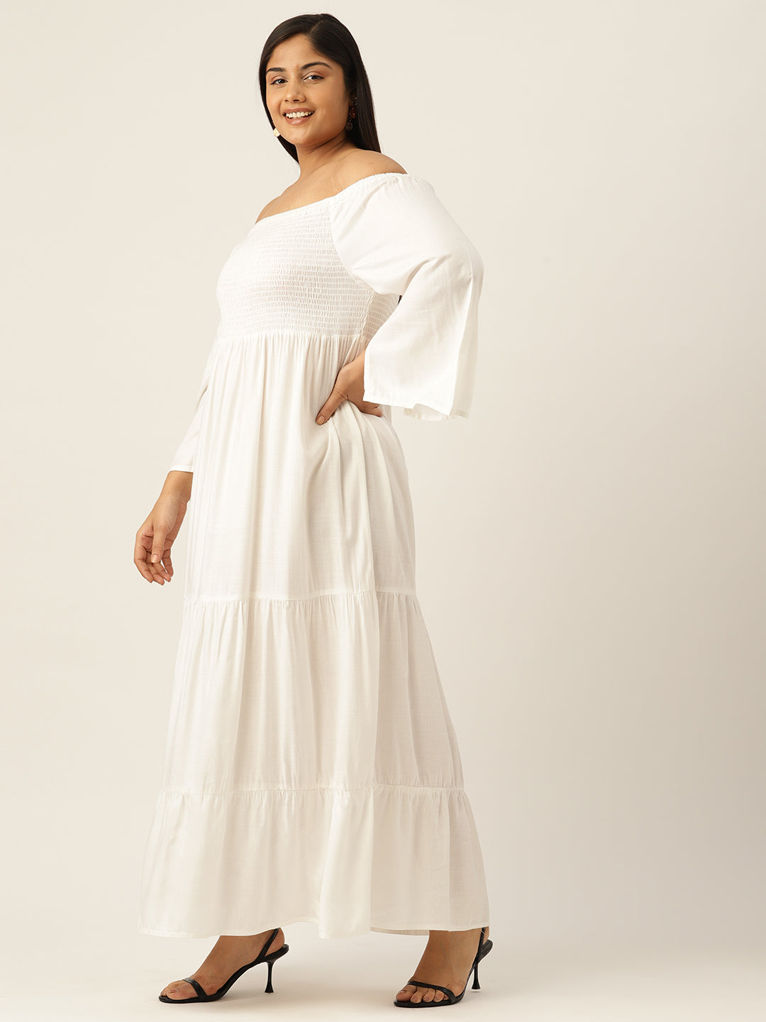 Plus Size Off-shoulder A-Line Maxi Dress