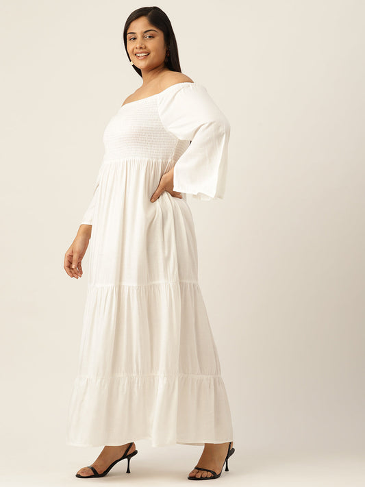 Plus Size Off-shoulder A-Line Maxi Dress