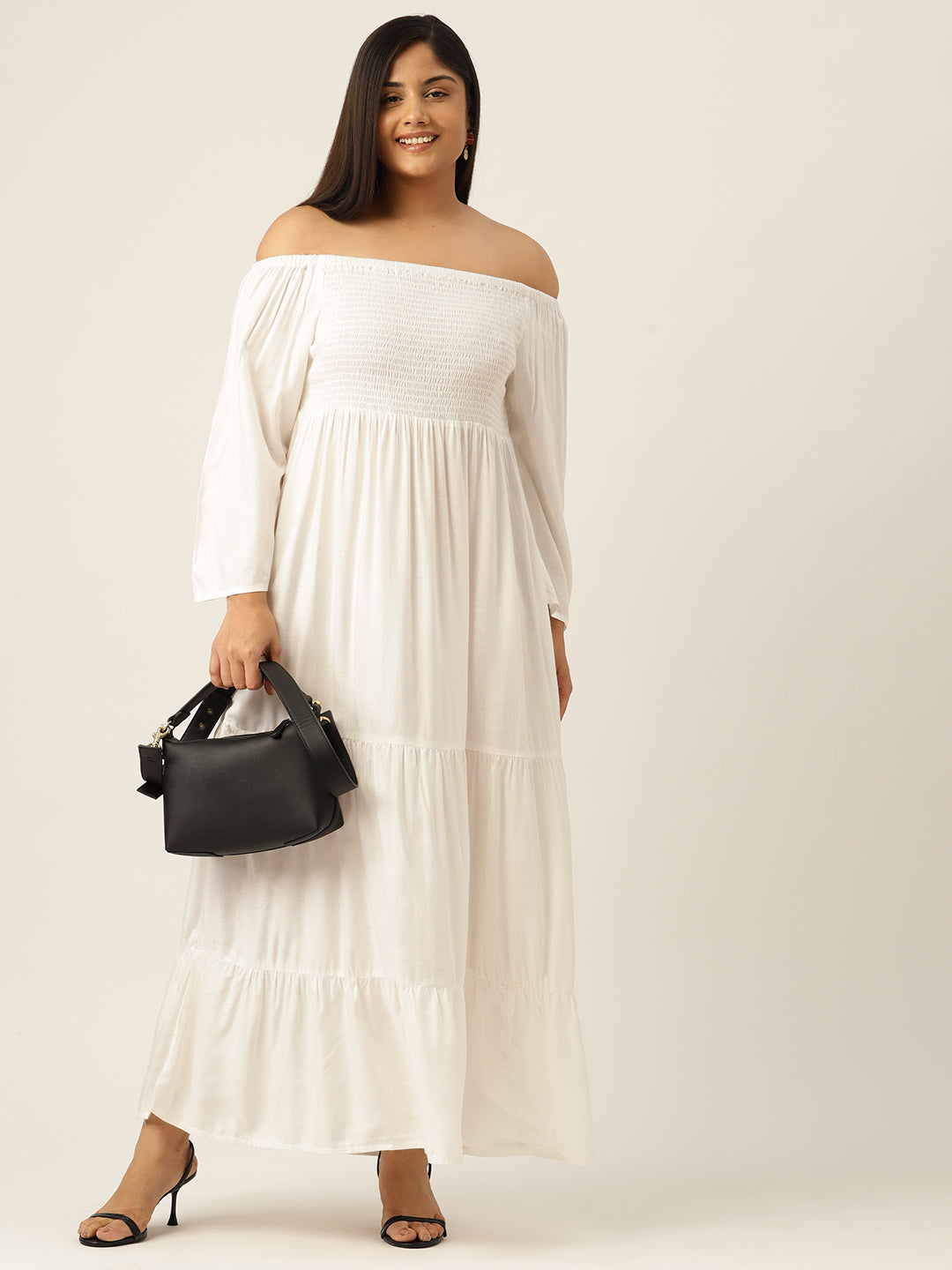 Plus Size Off-shoulder A-Line Maxi Dress