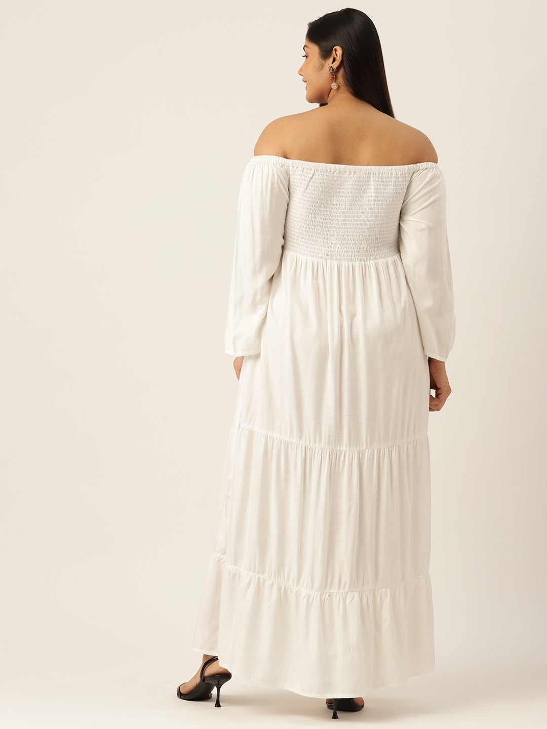 Plus Size Off-shoulder A-Line Maxi Dress