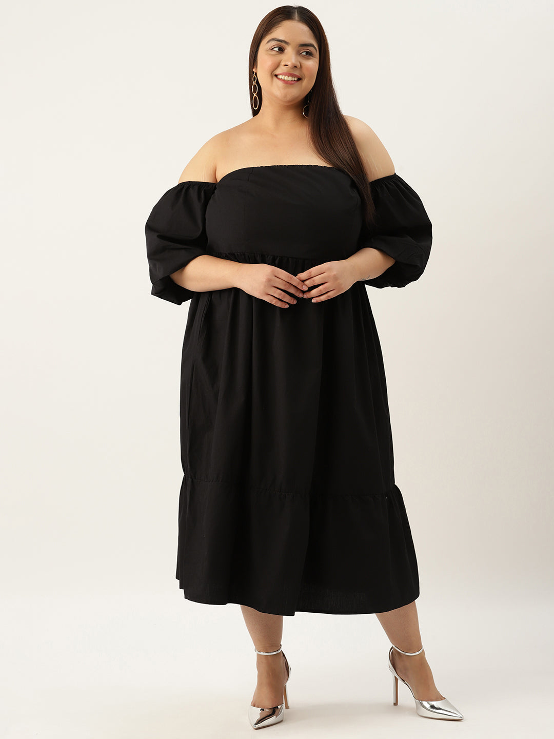 Plus Size Cotton Tiered Dress
