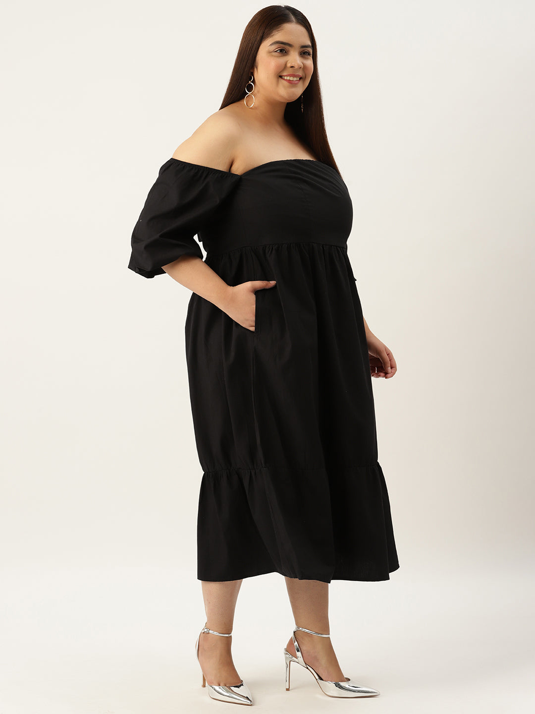 Plus Size Cotton Tiered Dress