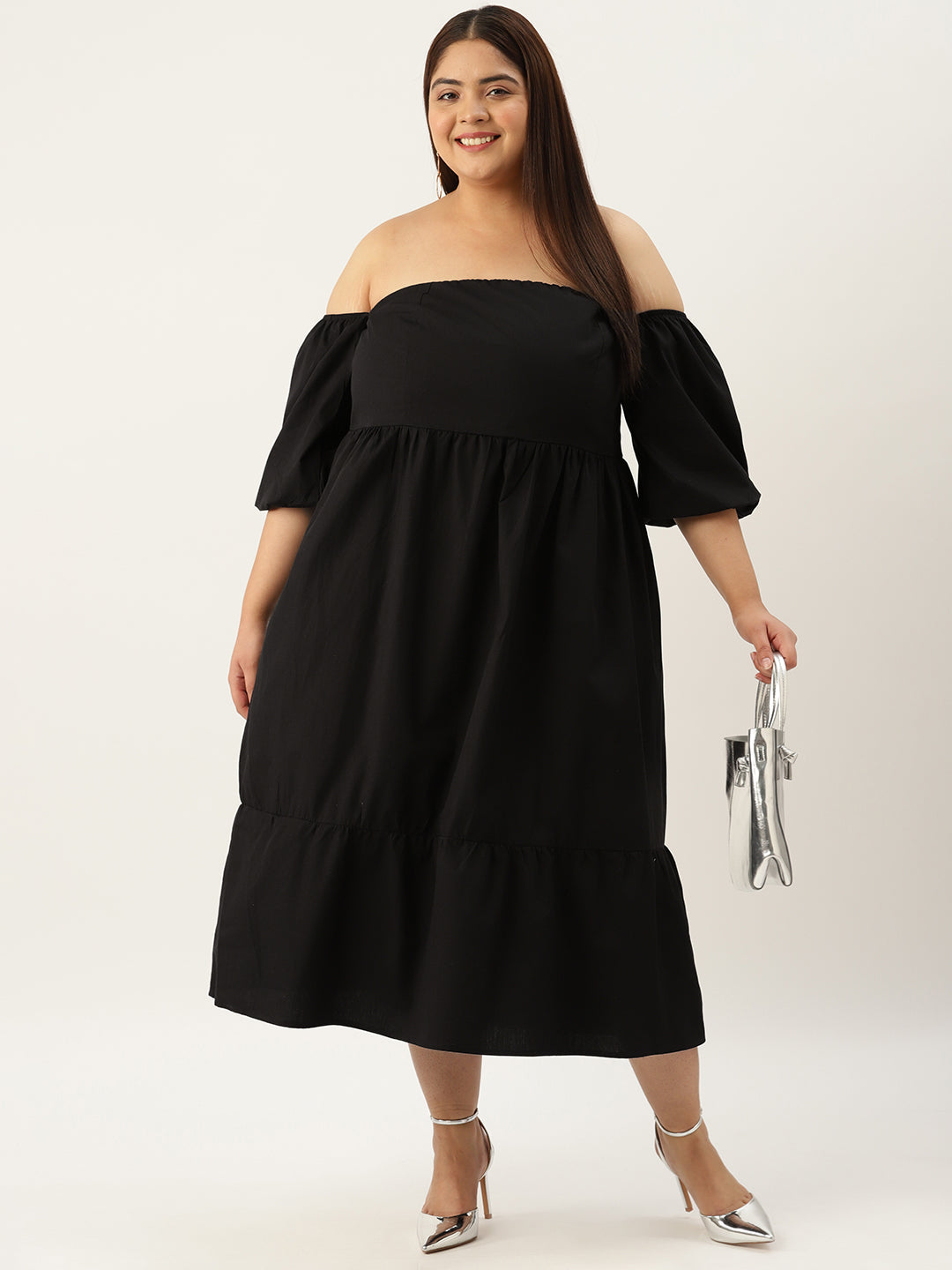 Plus Size Cotton Tiered Dress