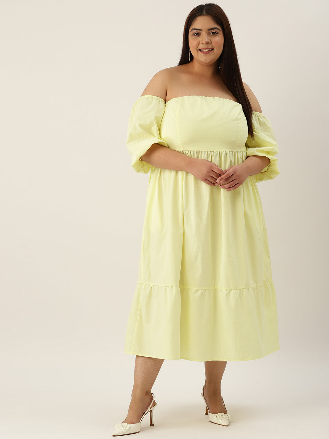 Plus Size Cotton Tiered Dress