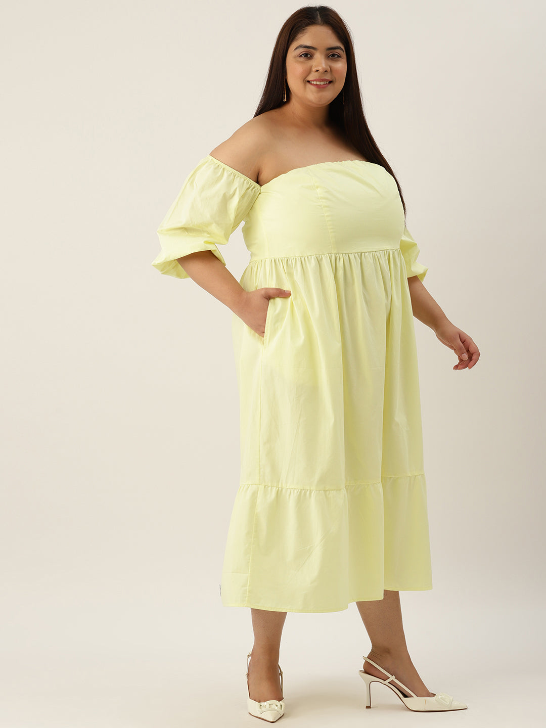 Plus Size Cotton Tiered Dress