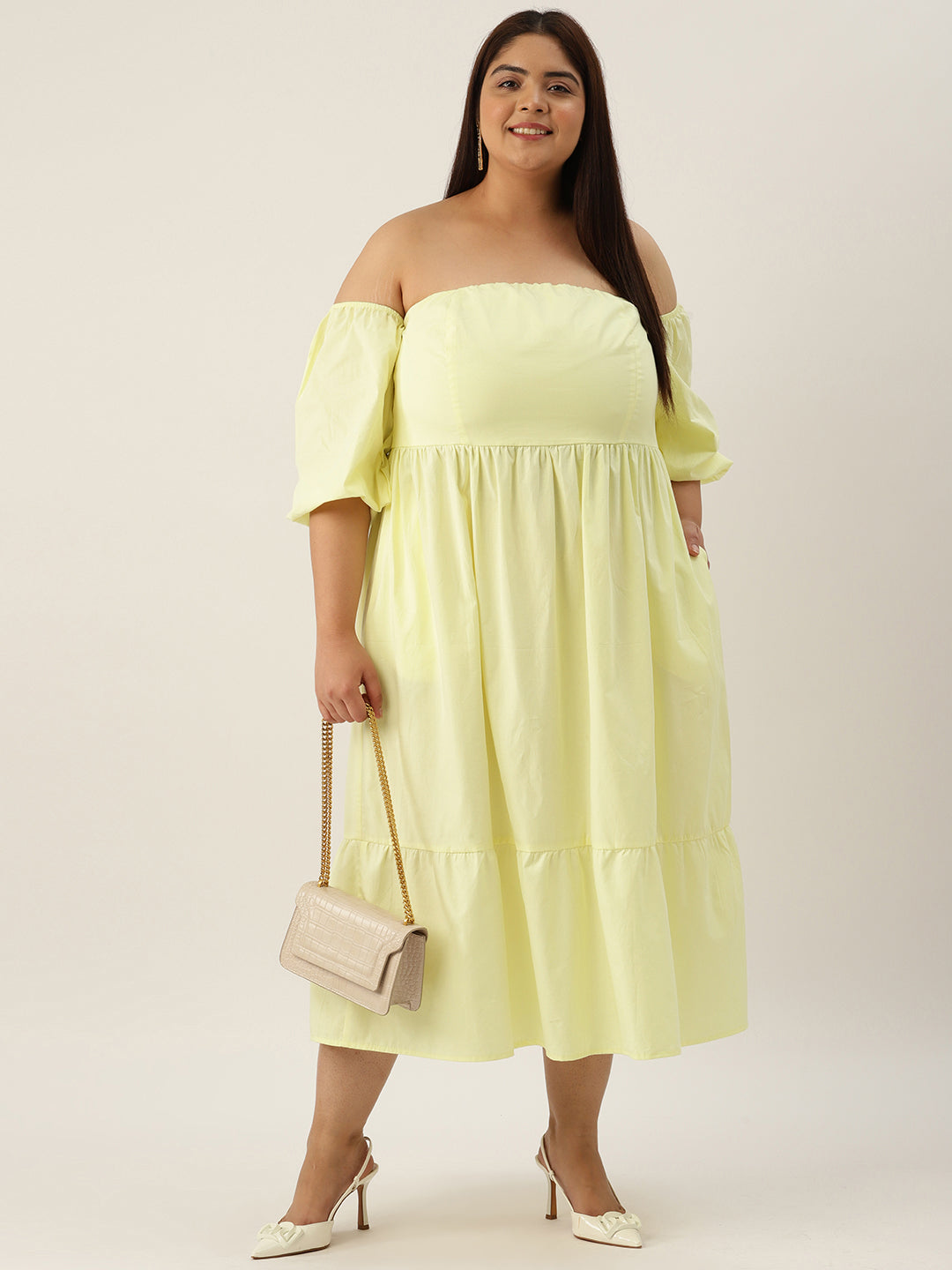 Plus Size Cotton Tiered Dress