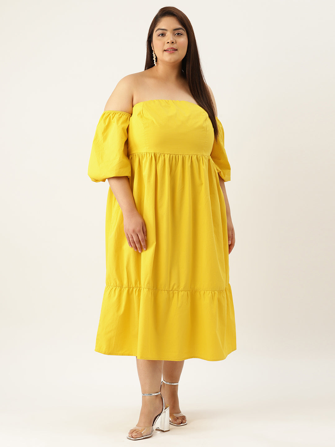 Plus Size Cotton Tiered Dress