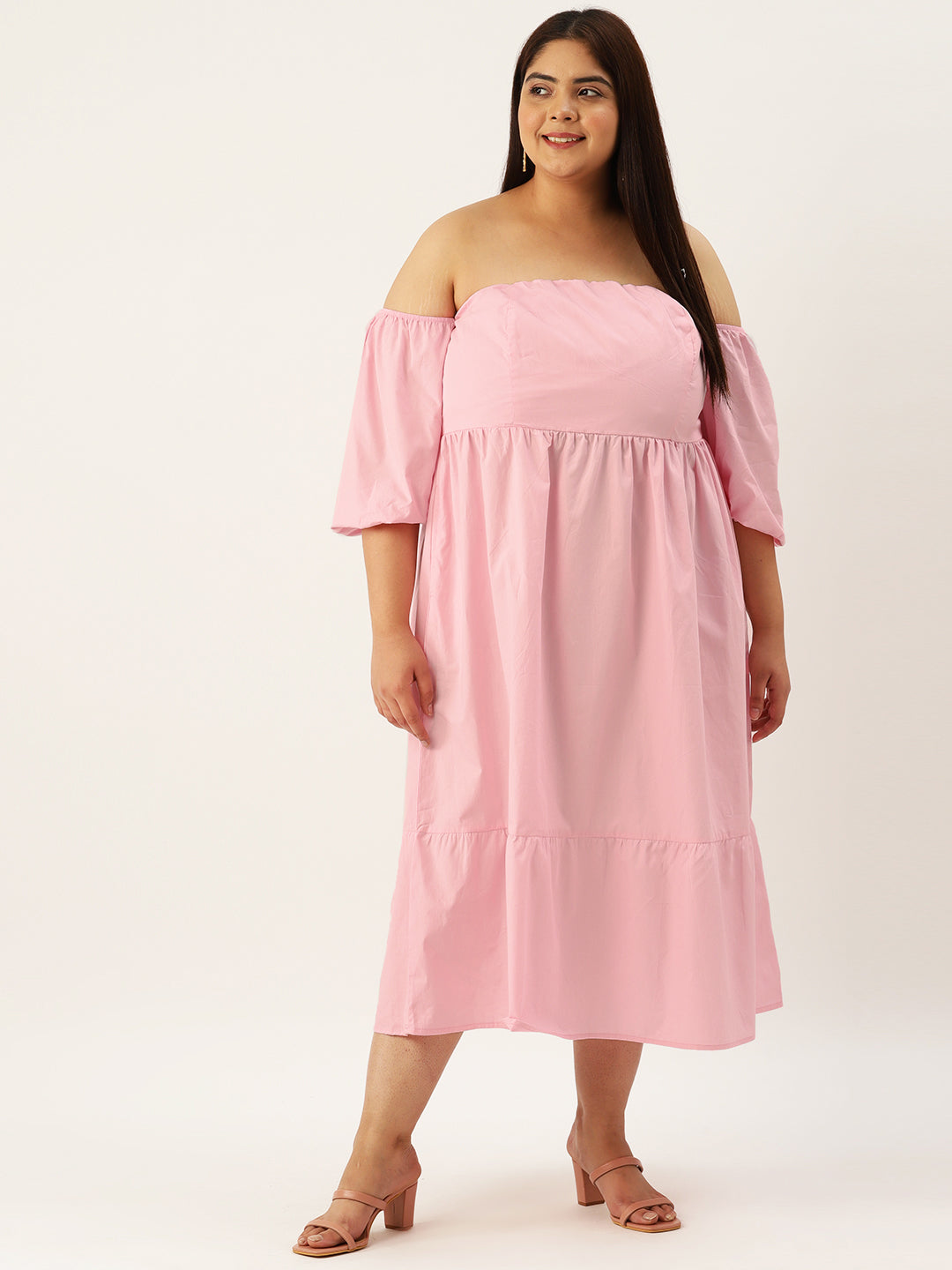 Plus Size Cotton Tiered Dress