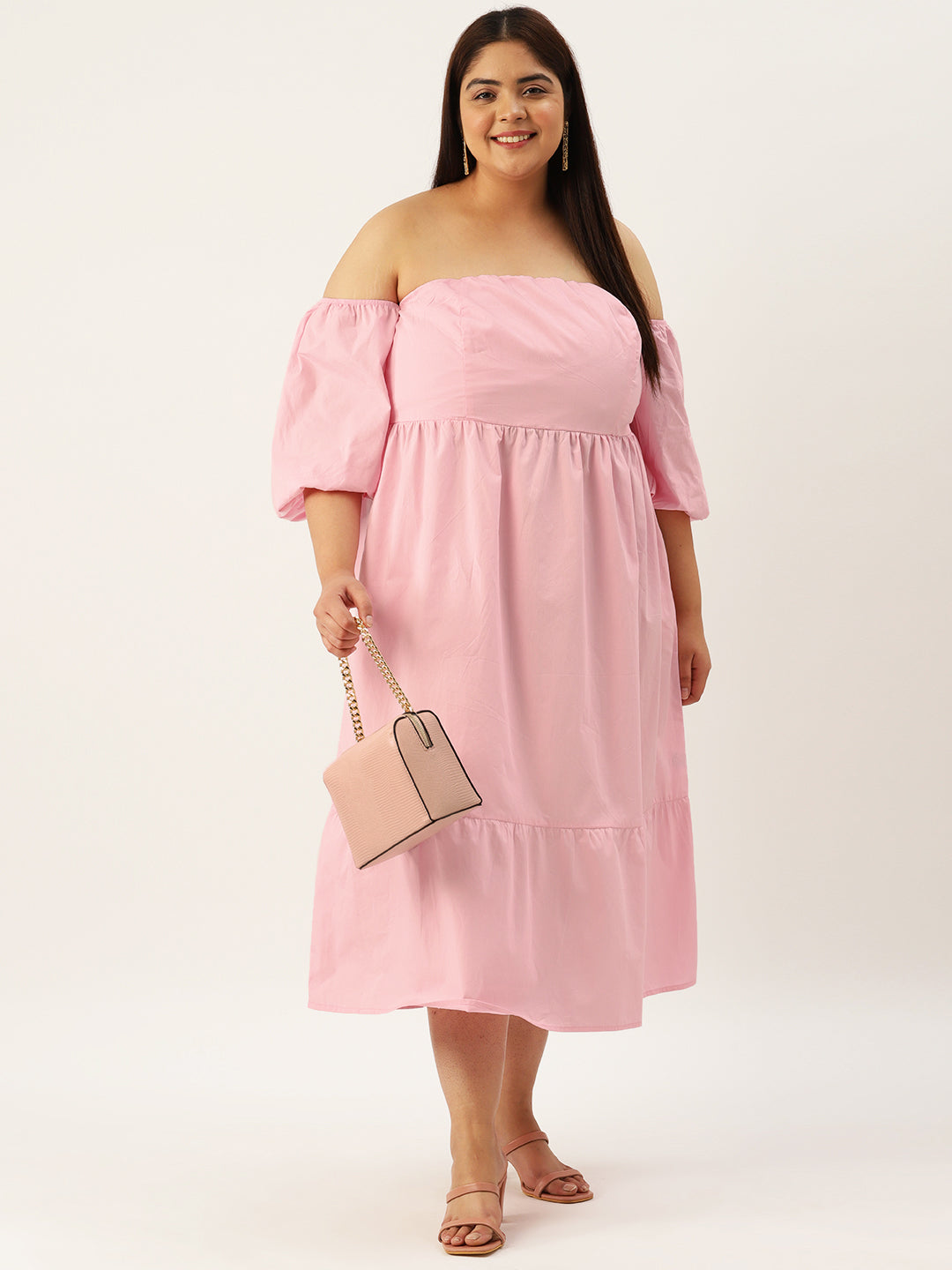 Plus Size Cotton Tiered Dress