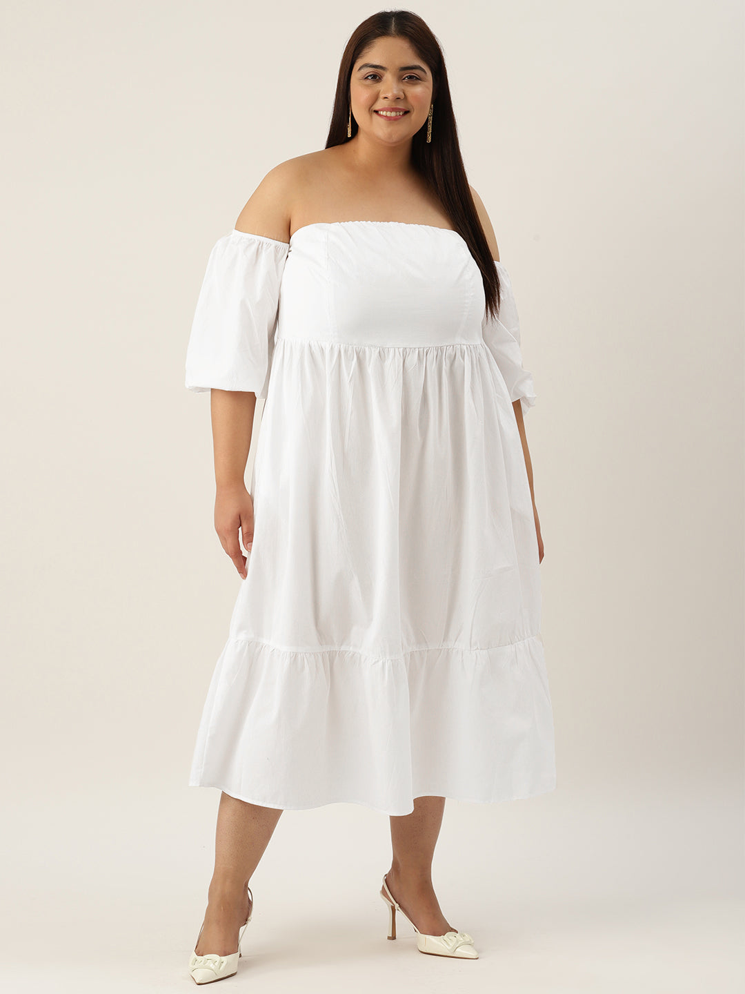 Plus Size Cotton Tiered Dress