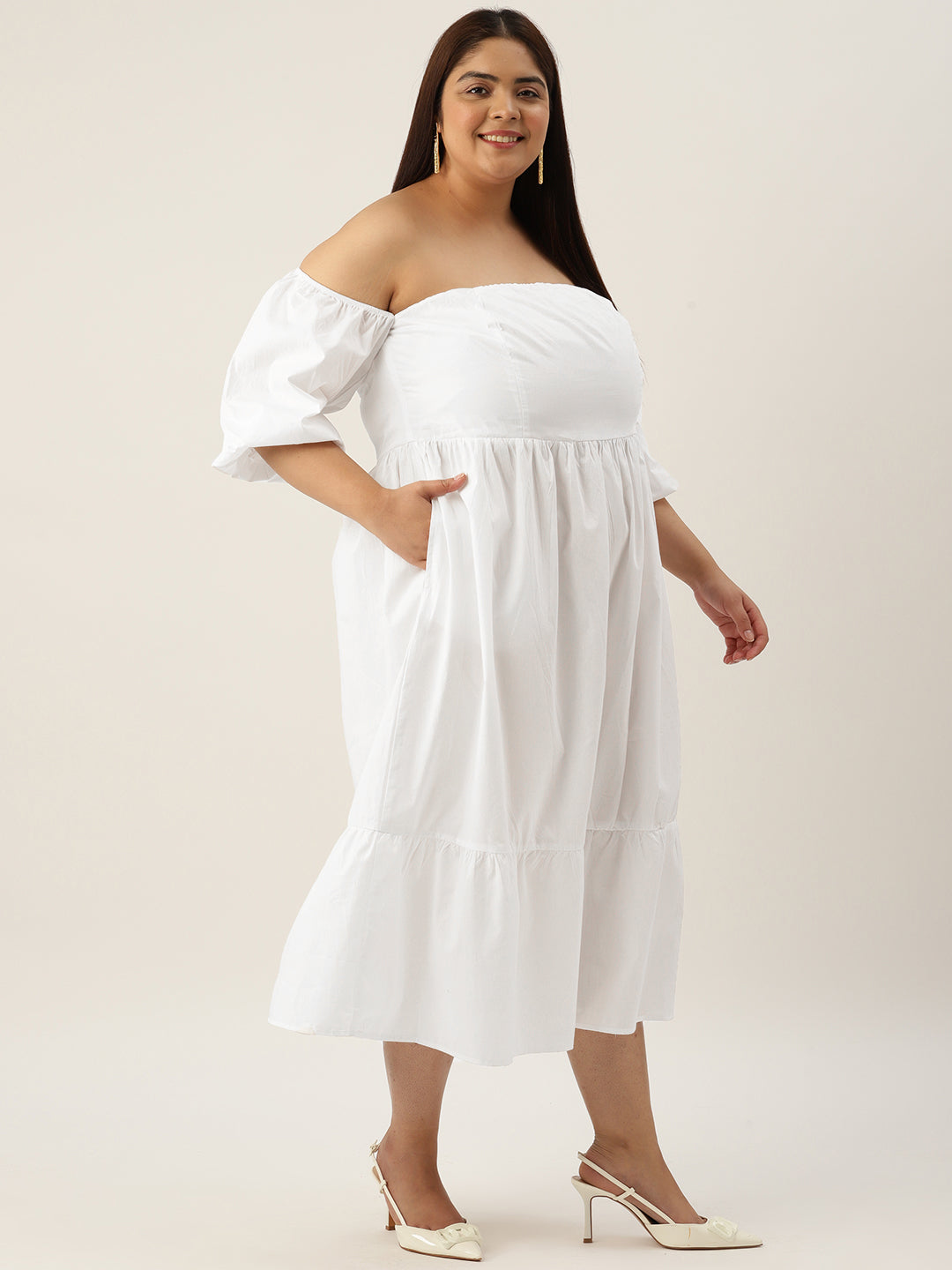 Plus Size Cotton Tiered Dress