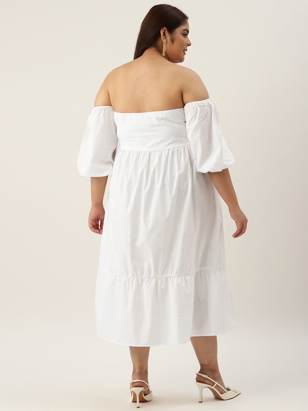 Plus Size Cotton Tiered Dress