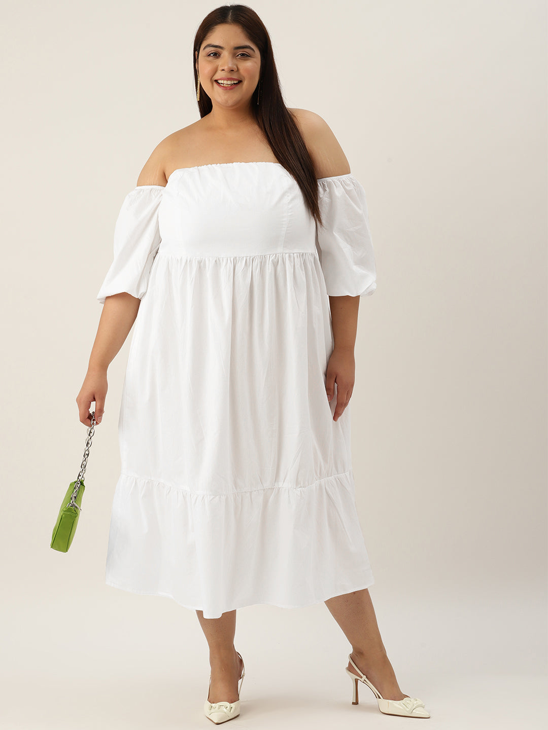 Plus Size Cotton Tiered Dress