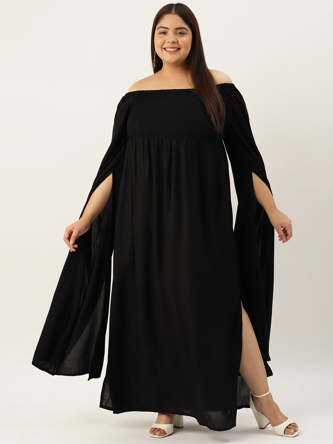 Plus Size Off Shoulder Maxi Dress