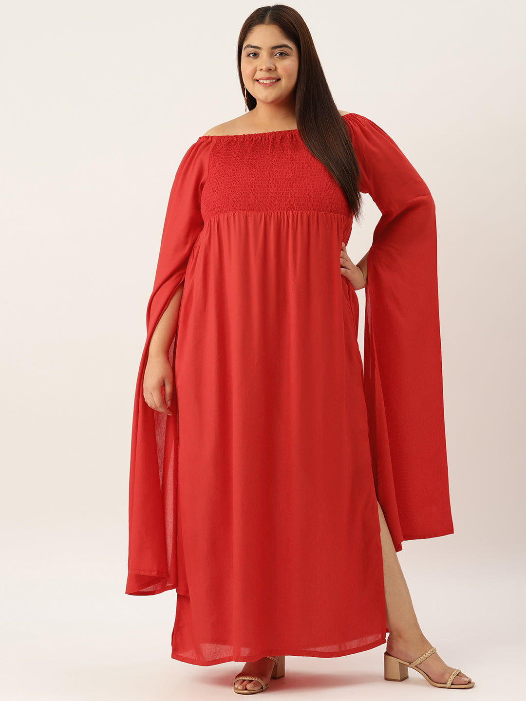 Plus Size Off Shoulder Maxi Dress